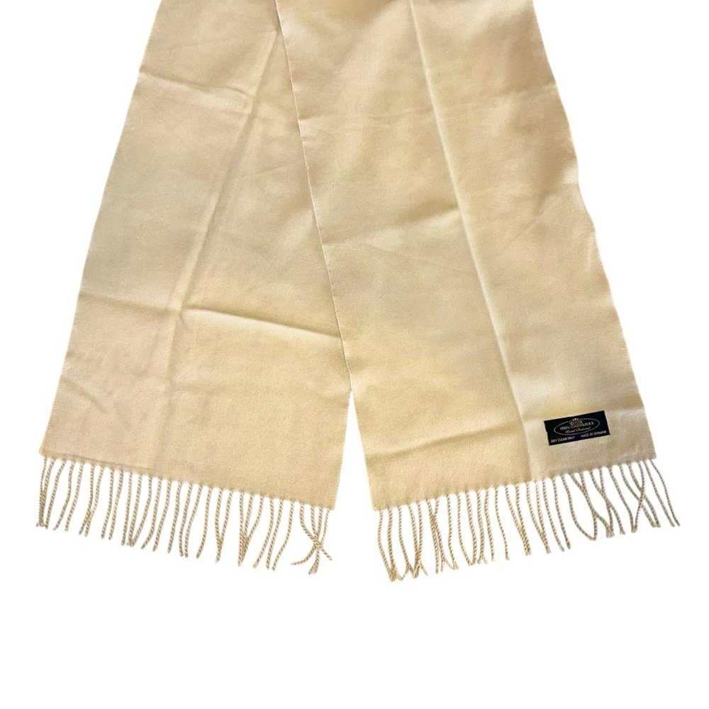 100% Cashmere Scarf Made in Germany Cream Beige Unisex 68x11.75”